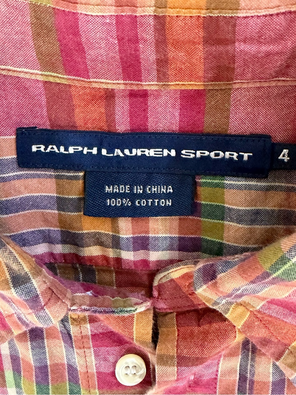 Ralph Lauren Sport Women’s 4 Madras Plaid Button Down Cotton Shirt Preppy - Picture 9 of 10